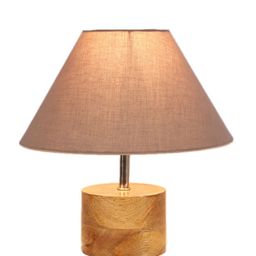 Devansh Grey Wood Table Lamp with Cotton Shade image 5