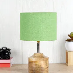 Devansh Green Wood Table Lamp with Jute Shade image 3