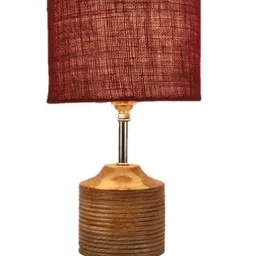 Devansh Maroon Wood Table Lamp with Jute Shade image 4