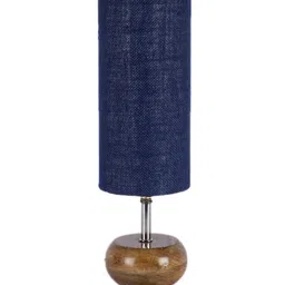 Devansh Blue Wood Table Lamp with Jute Shade image 4