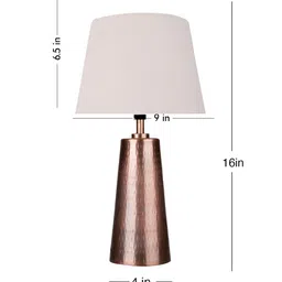green girgit White Frustum Shape Shade Copper Base Table Lamp image 4