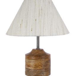 Devansh Off-White Wood Table Lamp with Cotton Shade image 5