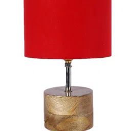 Devansh Red & Beige Table Lamp with Cotton  Shade image 3