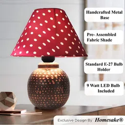 Homesake Rustic Brown & Red Textured Bronze Frustum Shaped Table Lamp image 5