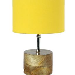 Devansh Yellow Wooden Table Lamp With Cotton Shade image 5