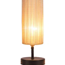 Devansh Beige Colored & Black Solid Table lamp with Bamboo Shade image 5