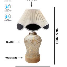 Devansh White Textured Glass Traditional Frusturical Shaped Table Lamp image 3