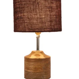 Devansh Brown Wood Table Lamp with Jute Shade image 4