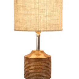 Devansh White Wood Table Lamp With Jute Shade image 3