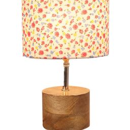 Devansh Brown Wood Table Lamp with Cotton Shade image 4