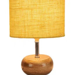 Devansh Yellow Wooden Table Lamp With Jute Shade image 2