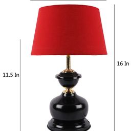 foziq Black & Red Solid Table Lamp with Jute Shade image 2