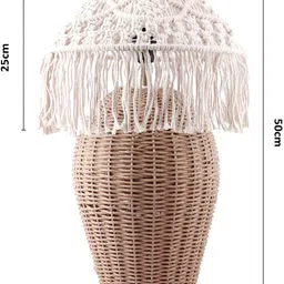 Decazone Beige Wood Square Table Lamp with Adjustable Cord image 2