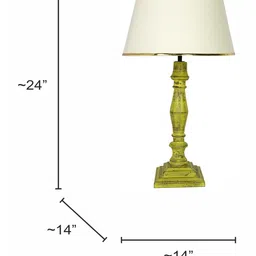 Fos Lighting French Cream & Yellow Distressed Rustic Wooden Table Lamp With Tapered Fabric Shade image 4