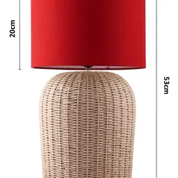 Decazone Red Wood Square Table Lamp with Adjustable Cord image 2