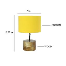 Devansh Yellow Wooden Table Lamp With Cotton Shade image 4