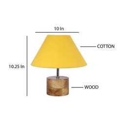 Devansh Yellow & Brown Wood Table Lamp with Shade image 5