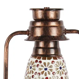 Devansh Copper-Toned & Multicolor Mosaic Glass Lantern Table lamp image 3