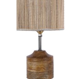 Devansh Beige Wood Table Lamp with Bamboo Shade image 4