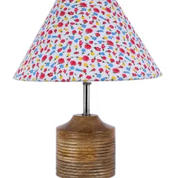 Devansh Multicolored Wooden Printed Table Lamp With Cotton Shade image 3