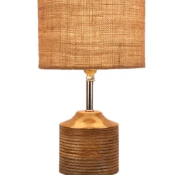 Devansh Beige Wooden Table Lamp with Jute Shade image 2