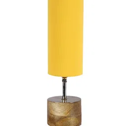 Devansh Yellow & Brown Solid Table Lamp with Cotton Shade image 5