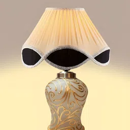 Devansh White Textured Glass Traditional Frusturical Shaped Table Lamp image 4