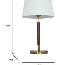 Fos Lighting White & Brown Wooden Table Lamp With Fabric Shade image 5