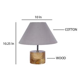 Devansh Grey Wood Table Lamp with Cotton Shade image 4