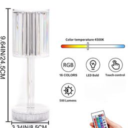 Homesake Transparent Textured Drum Shade Crystal Color Changing Table Lamp With Remote Control image 5