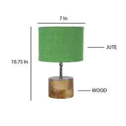 Devansh Green Wood Table Lamp With Jute Shade image 3