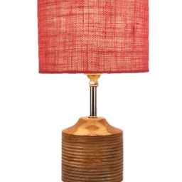 Devansh Pink Wood Table Lamp With Jute Shade image 5
