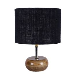 Devansh Black Wood Table Lamp with Jute Shade image 2