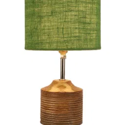 Devansh Green Wood Table Lamp with Jute Shade image 4
