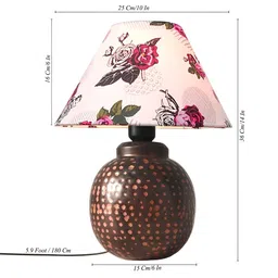 Homesake Rustic Brown & Peach Textured Bronze Frustum Shaped Table Lamp image 2