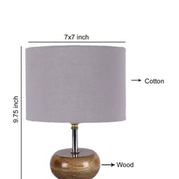 Devansh Grey & Brown Solid Table Lamp with Cotton Shade image 4