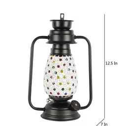 Devansh Multicolored Mosaic Textured Lantern Table Lamp image 2