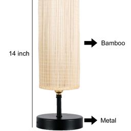 Devansh Beige Colored & Black Solid Table lamp with Bamboo Shade image 4