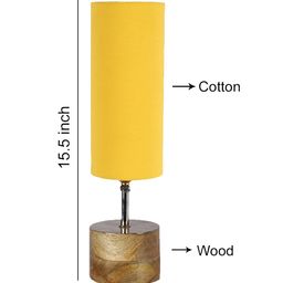 Devansh Yellow & Brown Solid Table Lamp with Cotton Shade image 3
