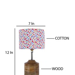 Devansh Brown Wood Table Lamp with Multicoloured Cotton Shade image 4