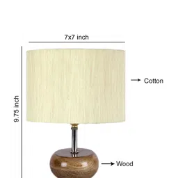 Devansh Off White & Brown Solid Table Lamp with Cotton Shade image 2