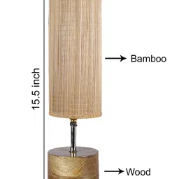 Devansh Beige Wood Table Lamp with Shade image 5