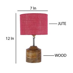 Devansh Pink Wood Table Lamp With Jute Shade image 4
