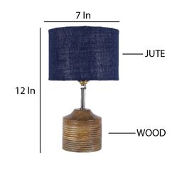 Devansh Navy Blue & Beige Table Lamp with Jute Lamp image 4