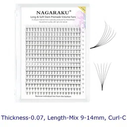 NAGARAKU Women Black W Eyelash Extension 5D Pre-made C Curl Eye Lashes-31