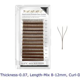 NAGARAKU Brown Automatic Flower W Premade 12 Rows Eyelash Extension- Curl D- 0.07/8-12 image 1