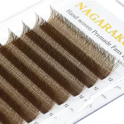 NAGARAKU Brown Automatic Flower W Premade 12 Rows Eyelash Extension- Curl D- 0.07/8-12 image 2