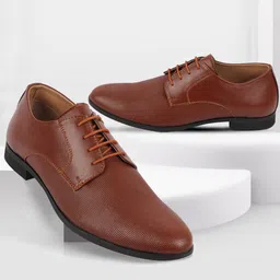FAUSTO Men Textured Leather Formal Derbys-picture-20