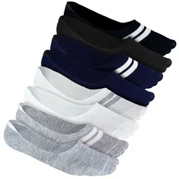Heelium Men Solid-Striped Pack of 8 Odour Free Breathable Low Cut Bamboo No Show Socks-43