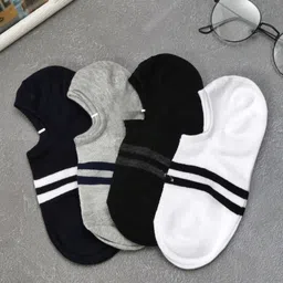 Yellow Bee Boys Pack of 4 Striped Cotton Shoe Liners-image-42